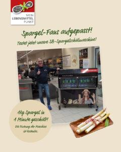 Spargelschälmaschine im Supermarkt